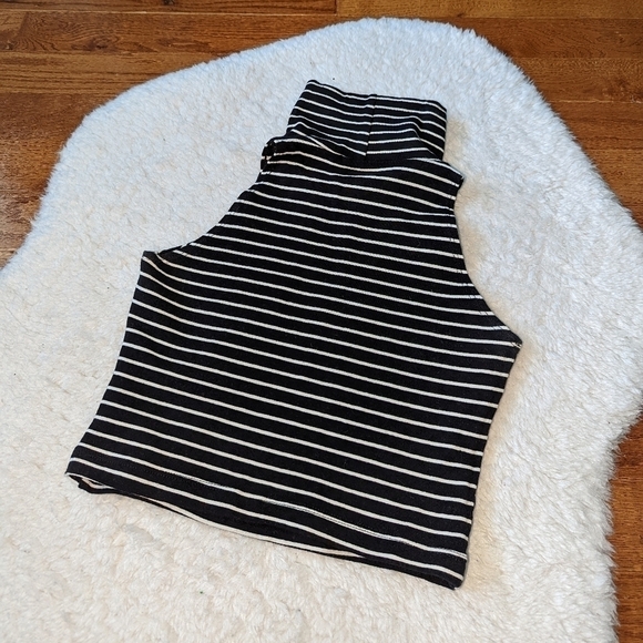 AMERICAN APPAREL striped sleeveless turtleneck tank top xs - Picture 6 of 8